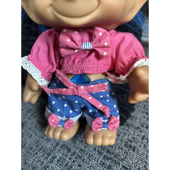 Vintage Troll Doll Set Of 5 With Blue Hair Pink Outfit & Assorted Styles - Picture 5 of 16